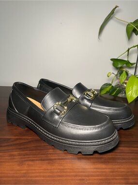 Chunky Black Loafers with Gold Hardware ✨Size 40